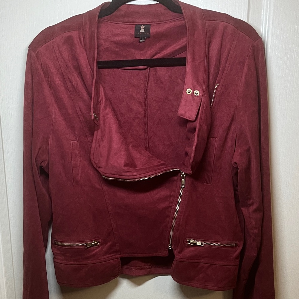 Libian Burgundy Faux Suede Jacket